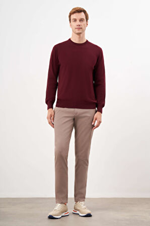 Koyu Bordo Basic Dinamik Fit Rahat Kesim Bisiklet Yaka HEDİYE KUTULU Triko Kazak