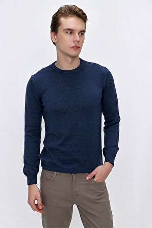 İndigo Basic Dinamik Fit Rahat Kesim Bisiklet Yaka HEDİYE KUTULU Triko Kazak