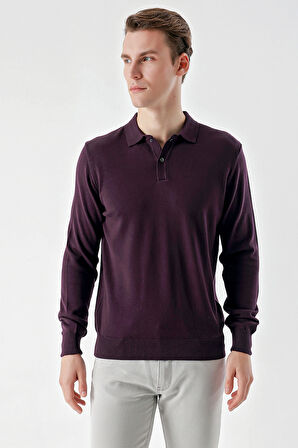 Mor Basic Dinamik Fit Rahat Kesim Polo Yaka HEDİYE KUTULU Triko Kazak