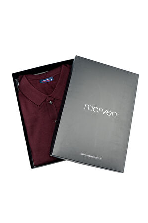 Bordo Basic Dinamik Fit Rahat Kesim Polo Yaka HEDİYE KUTULU Triko Kazak