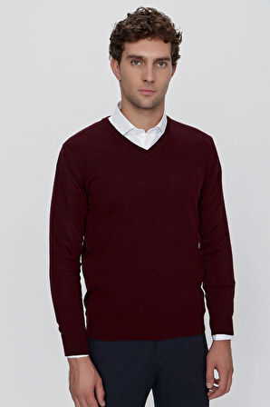 Basic Dinamik Fit Rahat Kesim V Yaka Triko Kazak