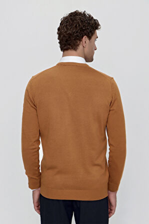 Basic Dinamik Fit Rahat Kesim V Yaka Triko Kazak