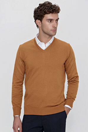 Basic Dinamik Fit Rahat Kesim V Yaka Triko Kazak