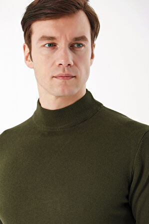 Basic Dinamik Fit Rahat Kesim Yarım Balıkçı Yaka Triko Kazak