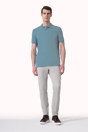 İndigo Basic Düz %100 Pamuk Slim Fit Kısa Kollu  Polo Yaka Erkek Tişört