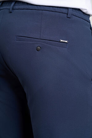 Açık Lacivert  Slim Fit Dar Kesim Yan Cep Bağcıklı Jogger Erkek Pantolon