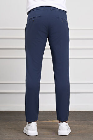 Açık Lacivert  Slim Fit Dar Kesim Yan Cep Bağcıklı Jogger Erkek Pantolon