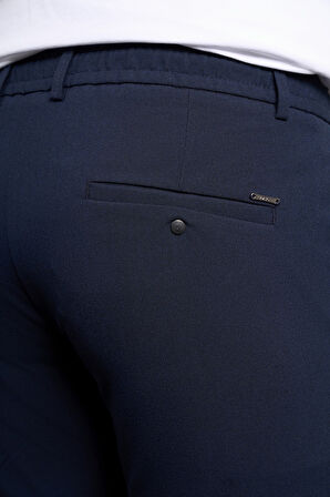 Lacivert Slim Fit Dar Kesim Yan Cep Bağcıklı Jogger Erkek Pantolon