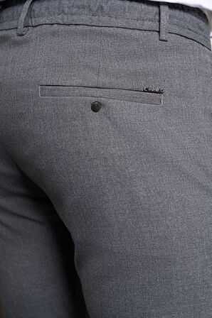 Gri Slim Fit Dar Kesim Yan Cep Bağcıklı Jogger Erkek Pantolon