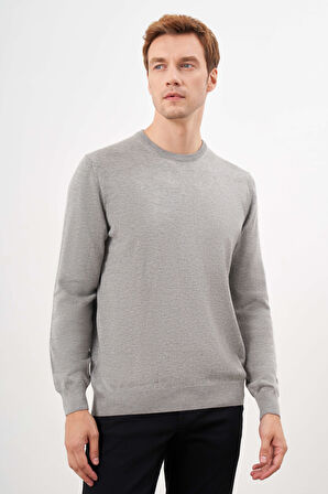 Gri Basic Dinamik Fit Rahat Kesim Bisiklet Yaka HEDİYE KUTULU Triko Kazak