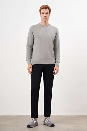 Gri Basic Dinamik Fit Rahat Kesim Bisiklet Yaka HEDİYE KUTULU Triko Kazak