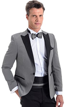 Morven Erkek Broadway Slim Fit Damatlık Takım Elbise Orta Gri