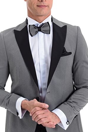 Morven Erkek Broadway Slim Fit Damatlık Takım Elbise Orta Gri