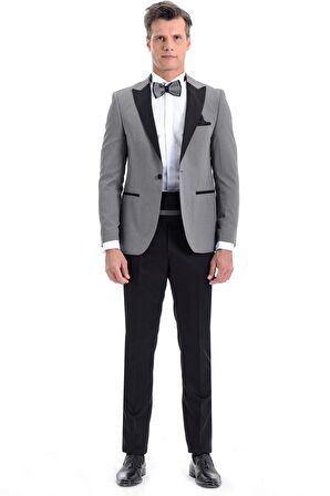 Morven Erkek Broadway Slim Fit Damatlık Takım Elbise Orta Gri