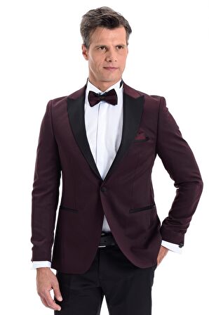 Bordo Broadway Slim Fit Damatlık Takım Elbise