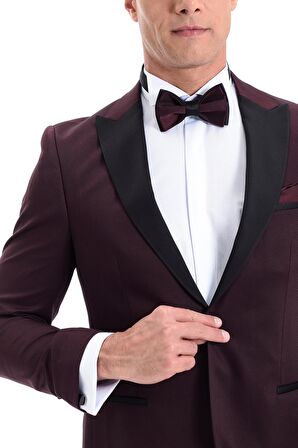 Bordo Broadway Slim Fit Damatlık Takım Elbise