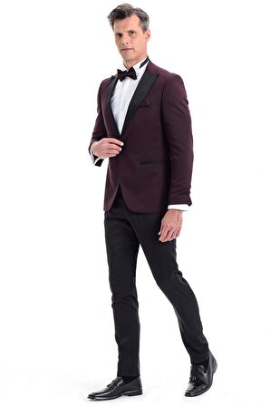 Bordo Broadway Slim Fit Damatlık Takım Elbise