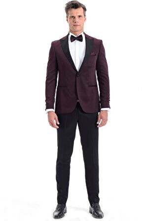 Bordo Broadway Slim Fit Damatlık Takım Elbise