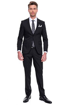 Morven Erkek Basic Slim Fit Takım Elbise Siyah