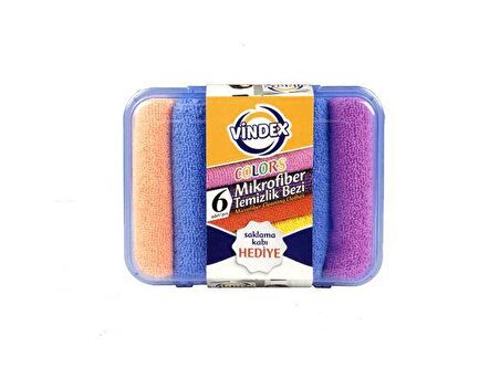 Vindex Mikrofiber Temizlik Bezi 6'lı + Saklama Kabı