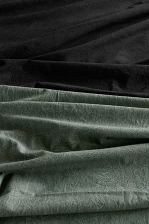 Marble Özel Boyama %100 Pamuk Çift Kişilik Nevresim Takımı Yeşil-Siyah