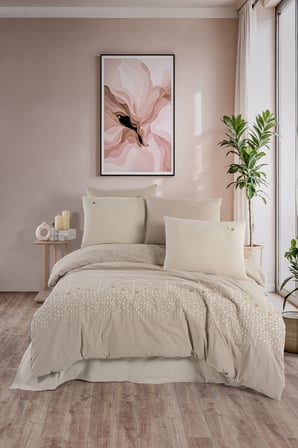 Newhome Diamond Diva Kahve Lüx Nakışlı %100 Pamuk Çift Kişilik Nevresim Takımı