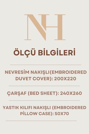 Newhome Diamond Lotus Kapiçino Lüx Nakışlı %100 Pamuk Çift Kişilik Nevresim Takımı