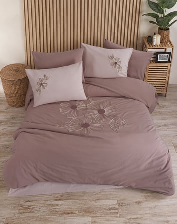 Newhome Diamond Lotus Rose Lüx Nakışlı %100 Pamuk Çift Kişilik Nevresim Takımı