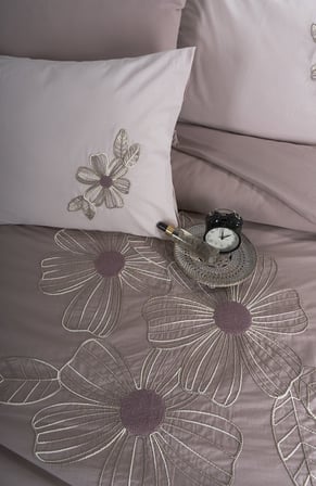 Newhome Diamond Lotus Rose Lüx Nakışlı %100 Pamuk Çift Kişilik Nevresim Takımı