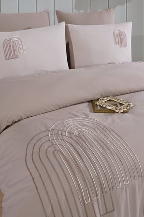 Newhome Diamond Luna Kahve Lüx Nakışlı %100 Pamuk Çift Kişilik Nevresim Takımı