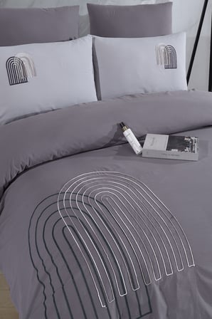 Newhome Diamond Luna Antrasit Lüx Nakışlı %100 Pamuk Çift Kişilik Nevresim Takımı