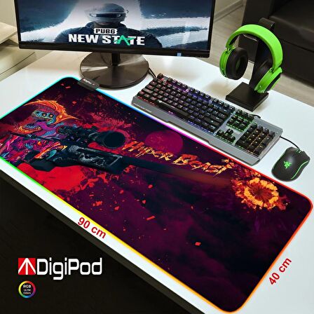 Digipod  RGB Gaming Mousepad Oyuncu Mouse pad 90X40 XXL Büyük Oyuncu Mouse Pad Kaymaz Taban  4mm Kal