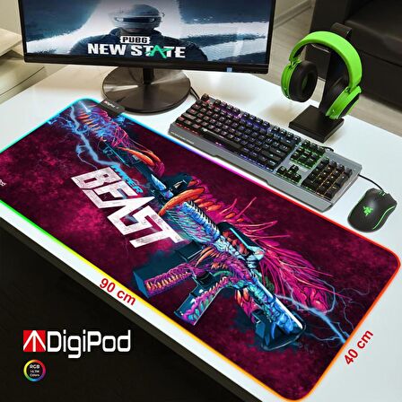 Digipod RGB Gaming Mousepad Oyuncu Mouse pad 90X40 XXL Büyük Oyuncu Mouse Pad Kaymaz Taban  4mm Kalı