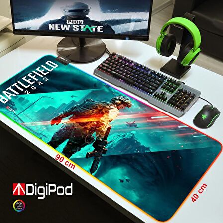 Digipod RGB Gaming Mousepad Oyuncu Mouse pad 90X40 XXL Büyük Oyuncu Mouse Pad Kaymaz Taban  4mm Kalı