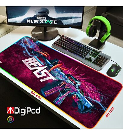 Digipod RGB Gaming Mousepad Oyuncu Mousepad 90X40 XXL Büyük boy 4mm Kalınlık