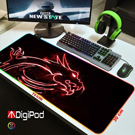 Digipod RGB Gaming Mousepad RGB Oyuncu MousePad 70x30 XL RGB Oyuncu Mousepad Kaymaz Taban 4mm