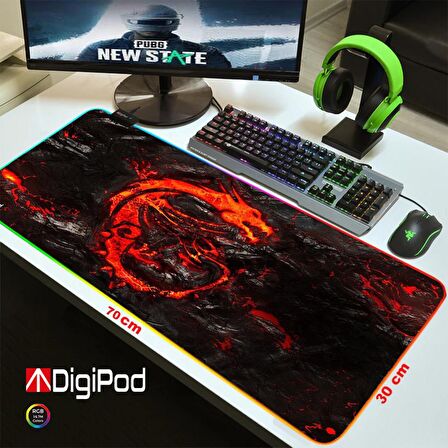 Digipod RGB Gaming Mousepad RGB Oyuncu MousePad 70x30 XL RGB Oyuncu Mousepad Kaymaz Taban 4mm