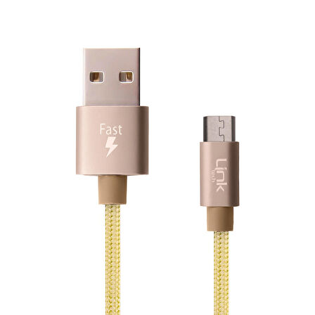 LinkTech K551 Micro USB Örgü Metal Başlı 1mt Şarj ve Data Kablosu