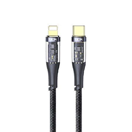 LinkTech K673 Type-C - Lightning 27W 3A 1.3m Örgü Şarj Kablosu 