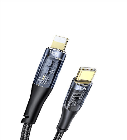 LinkTech K673 Type-C - Lightning 27W 3A 1.3m Örgü Şarj Kablosu 