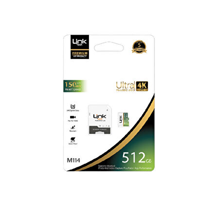 Linktech M114 Premium Micro SD Ultra 512GB Hafıza Kartı 150MB/s