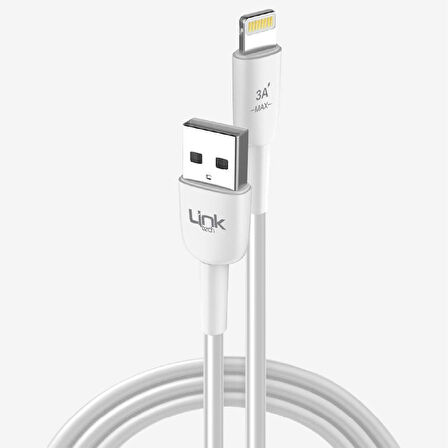 LinkTech K606 USB - iPh Lightning 3A 2mt Şarj Kablosu Beyaz