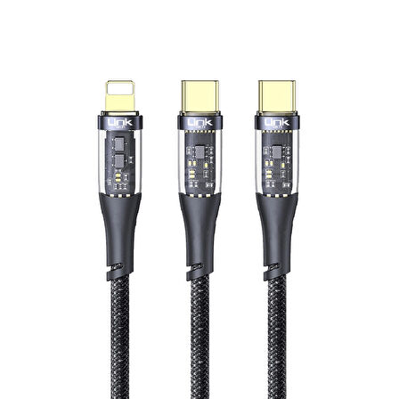 LinkTech K674 Multi 2in1 Type-C + Lightning PD 60W Hızlı Şarj Kablosu