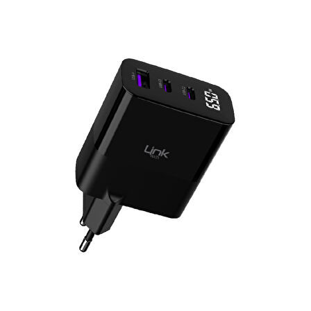 LinkTech G852 Premium 65W PD GaN3 1xUSB + 2x USB-C Şarj Adaptörü