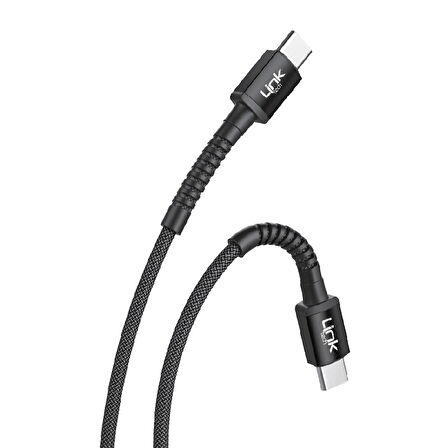 Linktech K597 Type-C to Type-C 60W 3mt Örgü Metal Başlı Şarj Kablosu
