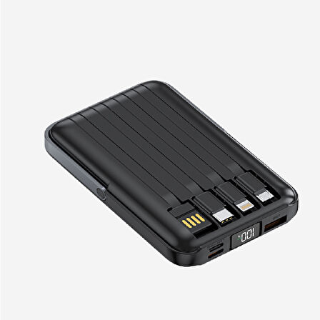 WF27 Mini Led Ekranlı Çoklu Kablolu 10000 mAh Wireless Şarjlı Powerbank