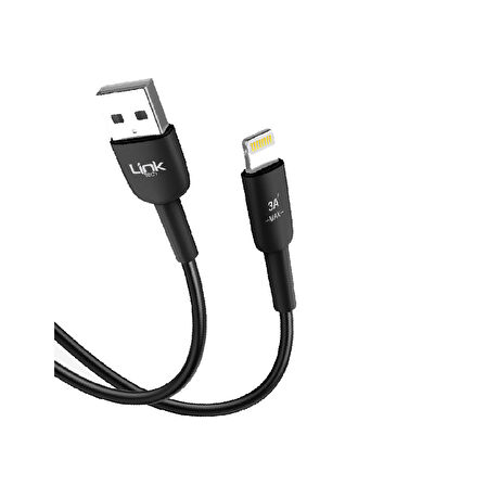 Linktech K601 Safe USB - iPh Lightning 3A Data ve Şarj Kablosu 1mt Siyah