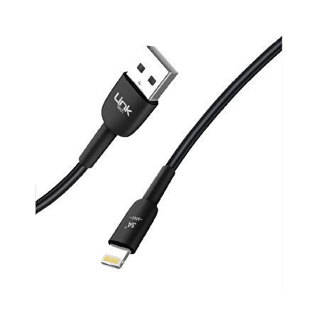 Linktech K601 Safe USB - iPh Lightning 3A Data ve Şarj Kablosu 1mt Siyah