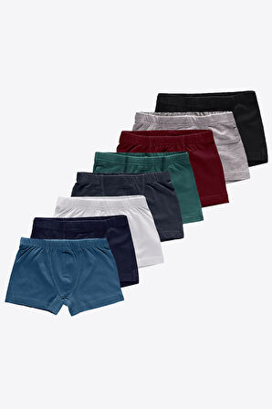 Erkek Çocuk Karışık Renk 8 Li Paket Pamuk Elastan Boxer 209