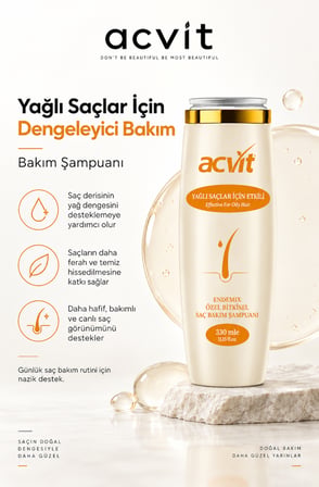 Acvit Yağlı Saçlar Için Ph Dengelemeye Yardımcı Doğal Bakım Şampuanı – 330 ml